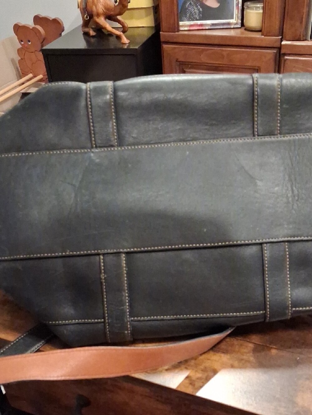 Vintage Coach Hamptons Leather Tote Style 5189 Black & Cognac - Picture 5 of 5